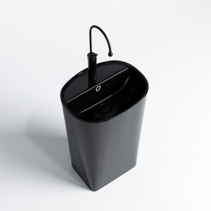Chiuveta ovala independenta tip piedestal din ceramica Claro negru - Img 12
