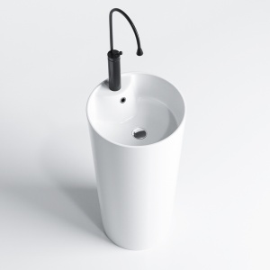 Chiuveta rotunda independenta tip piedestal din ceramica alba Lino 40 x 85 cm - Img 4