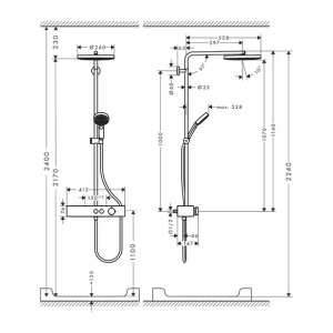 Coloana de dus cu baterie termostatata Hansgrohe Pulsify Select S 260 ShowerTablet Select 400 - Img 2