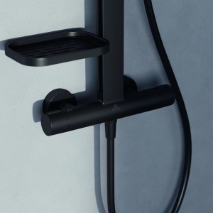Coloana de dus cu baterie termostatata Ideal Standard Alu+ palarie patrata, negru mat - Img 5