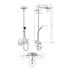 Coloana de dus cu baterie termostatata si pipa cada Hansgrohe Pulsify Select S 260 ShowerTablet Select 400 - Img 2