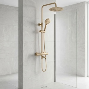 Coloana de dus cu termostat Lungo Diamond Gold Brush - Img 2