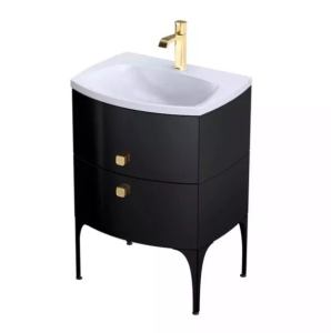 Dulap baza suspendat Oristo Louis negru lucios 62 x 48 cm 2 sertare