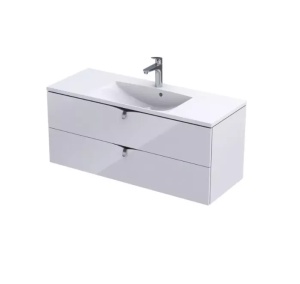 Dulap baza suspendat Oristo Siena alb lucios 120 x 45.5 x 50 cm cu 2 sertare