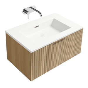 Lavoar baie incastrat din conglemerat, alb, Veldman Lotus 60 x 46 cm - Img 4