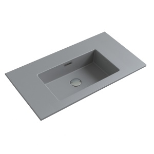 Lavoar baie incastrat din conglemerat, fara gaura baterie, gri mat, Veldman Lotus 80 x 46 cm
