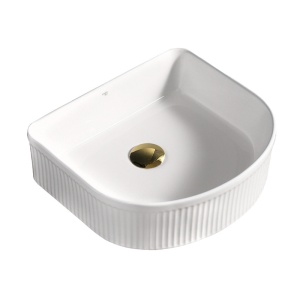 Lavoar ceramic alb cu caneluri si montaj pe blat Fino White Gloss 40 x 35 cm - Img 6