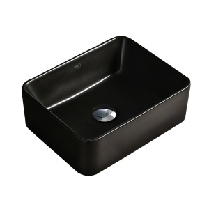 Lavoar ceramic dreptunghiular cu fixare pe blat Luxo Black Matt 41 x 31 cm - Img 3