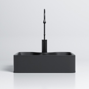 Lavoar ceramic dreptunghiular cu montaj pe blat Elise Black Matt 48 x 37 cm - Img 5