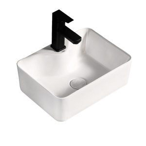 Lavoar ceramic dreptunghiular cu montaj pe blat Elise White Gloss 48 x 37 cm
