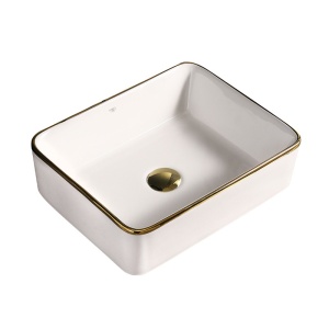 Lavoar ceramic dreptunghiular cu montaj pe blat Luxo White Gloss 48 x 37 cm