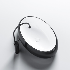 Lavoar ceramic oval cu interior alb si montaj pe blat Cari Black Gloss 60 x 40 cm - Img 5