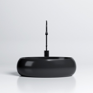 Lavoar ceramic oval cu montaj pe blat Cari Black Gloss 50 x 31 cm - Img 4