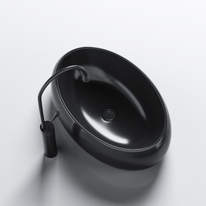 Lavoar ceramic oval cu montaj pe blat Cari Black Gloss 60 x 40 cm - Img 5