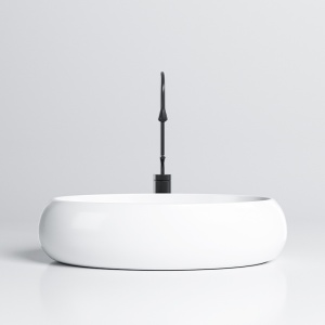 Lavoar ceramic oval cu montaj pe blat Cari White Gloss 60 x 40 cm - Img 4