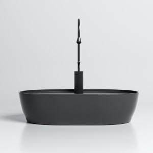 Lavoar ceramic oval cu montaj pe blat Emi Black Matt 60 x 40 cm - Img 4