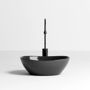 Lavoar ceramic oval cu montaj pe blat Lumo Black Gloss 40 x 33 cm - Img 5