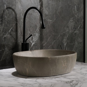 Lavoar ceramic oval cu montaj pe blat Neo Beige 48 x 34 cm - Img 9