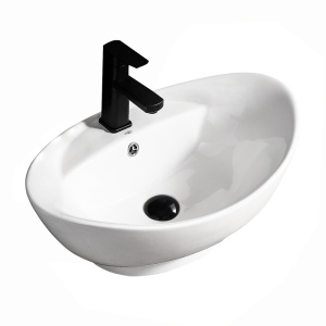 Lavoar ceramic oval cu montaj pe blat Tera White Gloss 58 x 39 cm - Img 8