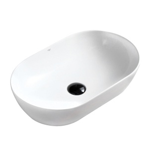 Lavoar ceramic oval cu montaj pe blat Tes White Gloss 55 x 30 cm - Img 3