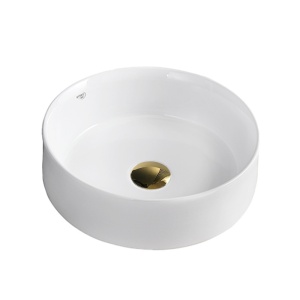 Lavoar ceramic rotund cu fixare pe blat Lava White Gloss 36 x 12 cm - Img 7