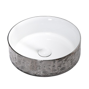 Lavoar ceramic rotund cu montaj pe blat Lava Silver 36 x 12 cm - Img 5