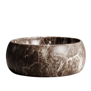 Lavoar ceramic rotund cu montaj pe blat Naomi Marble Brown 40 x 15 cm - Img 10