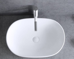 Lavoar de blat ANNA SLIM, Dimensiuni 61 x 41 x 13.5 cm, Forma Ovala, Ceramica sanitara, Alb - Img 3