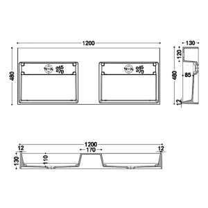 Lavoar De Blat Dublu PRO CASPIO WHITE, diferite dimensiuni , Cu 1/2 Gauri pentru Baterie sau fara Gaura Baterie, Conglomerat, 120 cm, Alb - Img 8