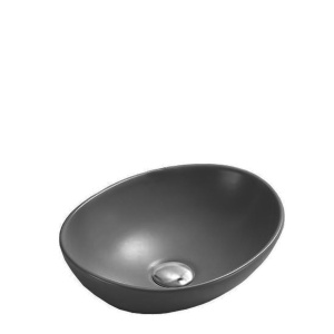 Lavoar De Blat PRO VERA DARK GREY, Dimensiuni 40.5 X 33 X 14 Cm, Forma Rotunda, Ceramica Sanitara, Gri Inchis, Finisaj Mat - Img 3