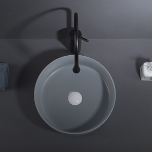 Lavoar De Blat PRO VERONA, Dimensiuni 36 X 36 X 12 Cm, Forma Rotunda, Ceramica Sanitara, Gri Inchis - Img 5