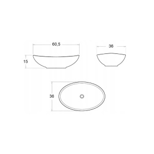 Lavoar de blat PRO ZUZAN negru mat,cu margine aurie,dimensiune 60,5 x 36 x 15 cm - Img 4