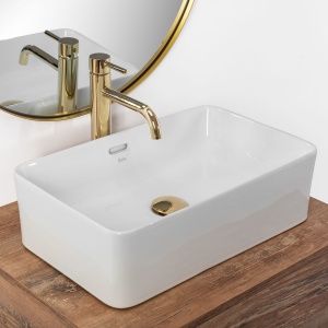 Lavoar De Blat REA BERTA 48, Dimensiuni 48.5 X 31.5 X 4.51 Cm, Montaj Pe Blat, Design Deosebit, Ceramica Sanitara, Alb - Img 5