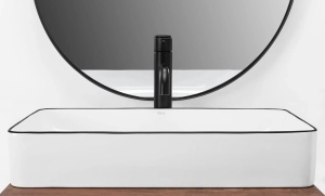 Lavoar De Blat REA DENIS BLACK EDGE, Dimensiuni 61.5 X 35 X 11 Cm, Montaj Pe Blat, Forma Dreptunghiulara, Ceramica Sanitara, Alb/Negru - Img 2