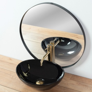 Lavoar De Blat REA SOFIA, Dimensiuni 41 X 34.5 X 15 Cm, Montaj Pe Blat, Design Deosebit, Forma Ovala, Ceramica Sanitara, Negru - Img 4