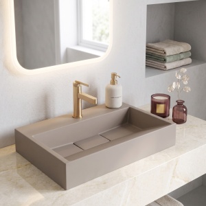 Lavoar din compozit Rea Goya taupe mat 60 cm - Img 2
