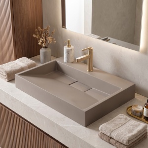 Lavoar din compozit Rea Goya taupe mat 70 cm
