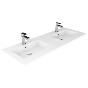 Lavoar dublu incastrat in blat, alb cu gaura robinet Veldman Lotus 120 x 46 cm