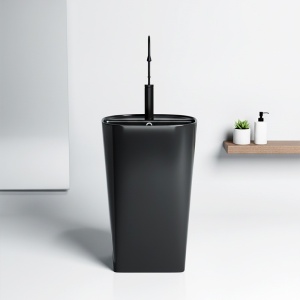 Lavoar oval ceramic freestanding, Claro Black Matt, 49 x 38 cm - Img 9