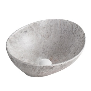 Lavoar oval cu fixare pe blat, din ceramica, Lumo Grey matt 40 x 33 cm
