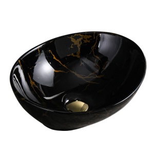 Lavoar oval din ceramica cu fixare pe blat Lumo Black Gloss 40 x 33 cm