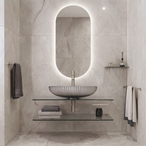 Lavoar oval din sticla cu caneluri Brillant Platinium Black Gloss 51 x 35 cm - Img 15
