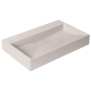 Lavoar pe blat bej din conglomerat fara gaura baterie Veldman Dexter Beige Matt 60 x 37 cm