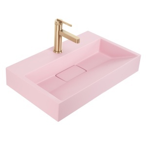 Lavoar pe blat cu cadru Goya Pink 50 cm roz pastel - Img 8