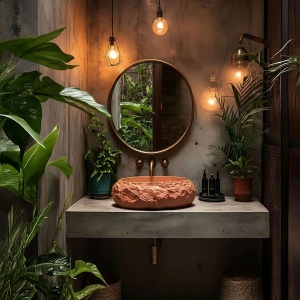 Lavoar pe blat cu finisaj piatra Mika Terracotta - Img 5