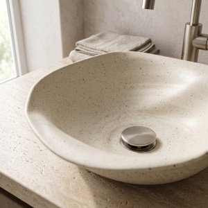 Lavoar pe blat din ceramica Rea HM-35B Handmade Art cu finisaj mat - Img 5
