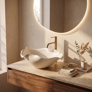 Lavoar pe blat Rea HM-02 Handmade ART din ceramica - Img 5