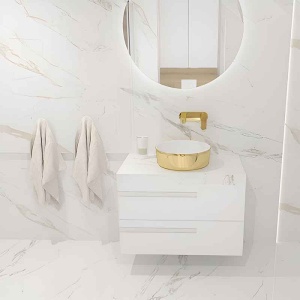 Lavoar pe blat rotund cu interior alb și exterior auriu Spectrum Rosina Gold White - Img 4