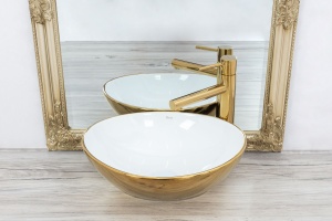 Lavoar pentru blat Alb Auriu Sofia, Dimensiune 41.5x33.5x13.5 cm - Img 4