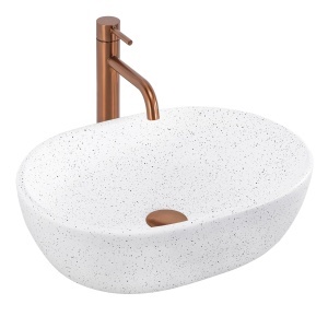 Lavoar pentru blat oval finisaj mat Amelia WARM imitatie piatra